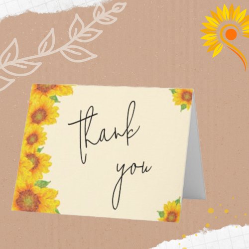 Simple Elegant Yellow Sunflowers Thank You Card