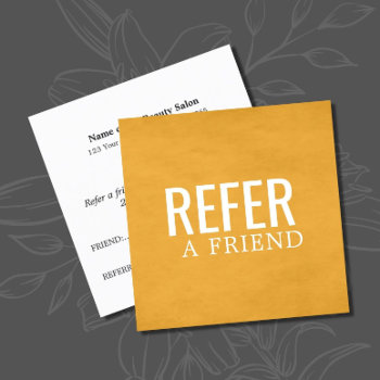 Simple Elegant Yellow White Referral Card by pro_business_card at Zazzle