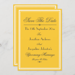 Simple Elegant Yellow White Save The Date Wedding Announcement