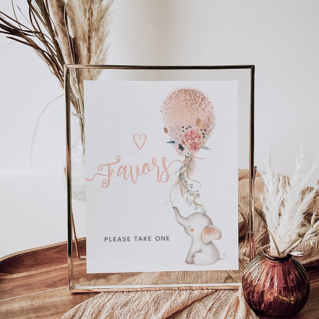 Simple Elephant & Balloon Baby Shower favors Poster (Creator Uploaded)
