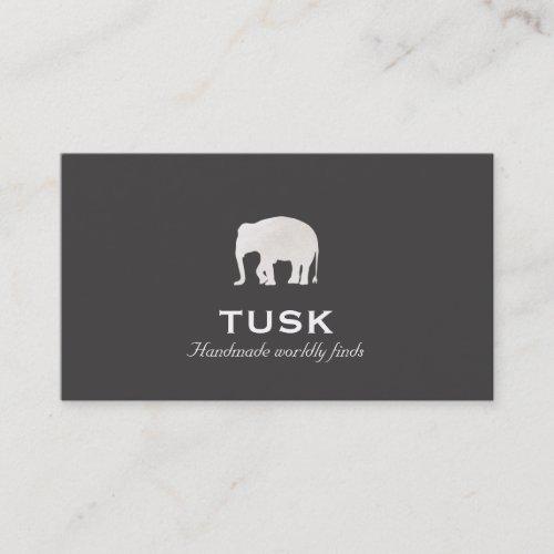 Simple Elephant Black Business Card