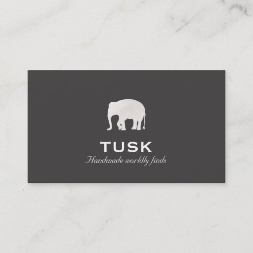 Customizable Simple Elephant Black Business Card