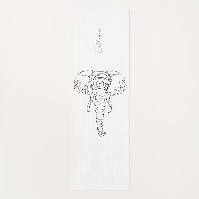Simple Elephant Design Customisable Yoga mat (Front)