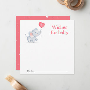 Simple Elephant & Heart Balloon Wishes for Baby Note Card