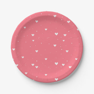 Simple Elephant & Red Heart Balloon Baby Shower Paper Plates