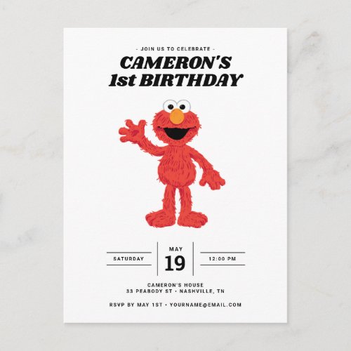 Simple Elmo 1st Birthday Invitation Postcard