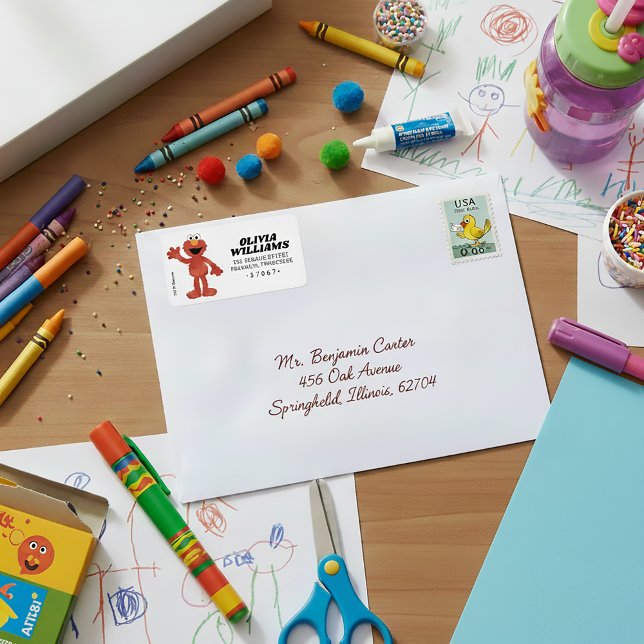 Simple Elmo 1st Birthday Label (Creator Uploaded)