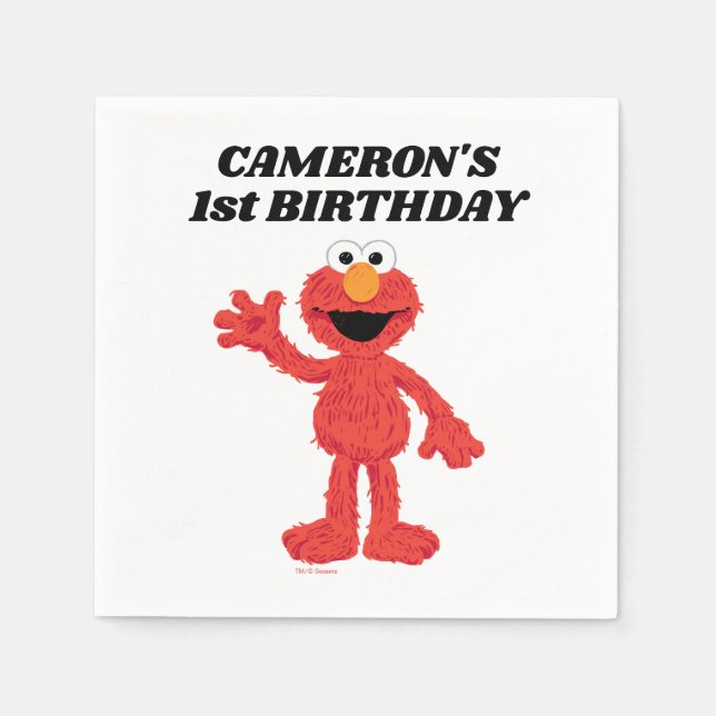 Simple Elmo 1st Birthday Napkins (Front)