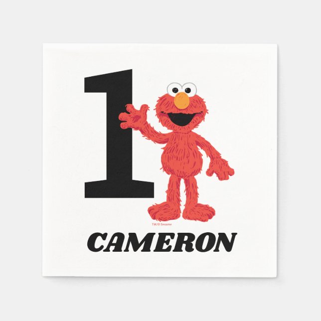 Simple Elmo 1st Birthday Napkins (Front)