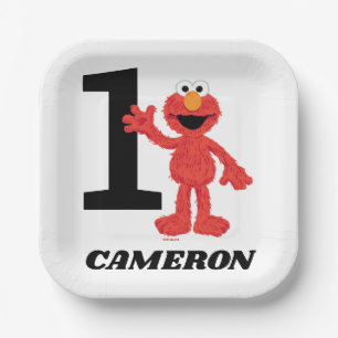 Simple Elmo 1st Birthday Paper Plates