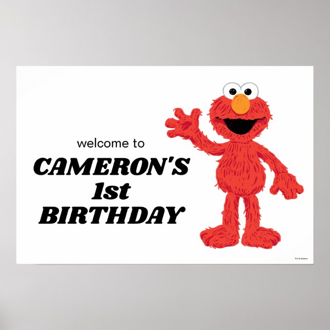 Simple Elmo 1st Birthday Poster (Front)