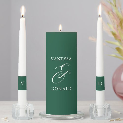 Simple Emerald Ampersand Minimal Modern Wedding Unity Candle Set