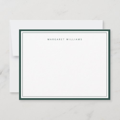 Simple Emerald Green Border Modern Minimalist Note Card