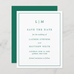 Simple Emerald Green Budget Wedding Save the Date