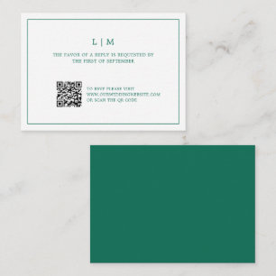 Simple Emerald Green Elegant Wedding Mini RSVP Note Card