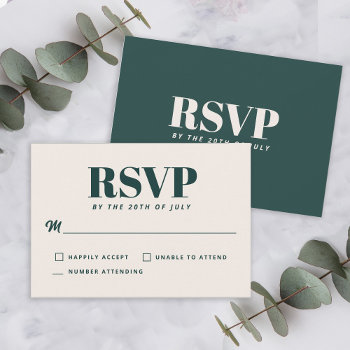 Simple Emerald Green Modern Minimalist Rsvp by Oasis_Landing at Zazzle