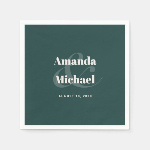 Simple Emerald Green Modern Minimalist Wedding Napkins