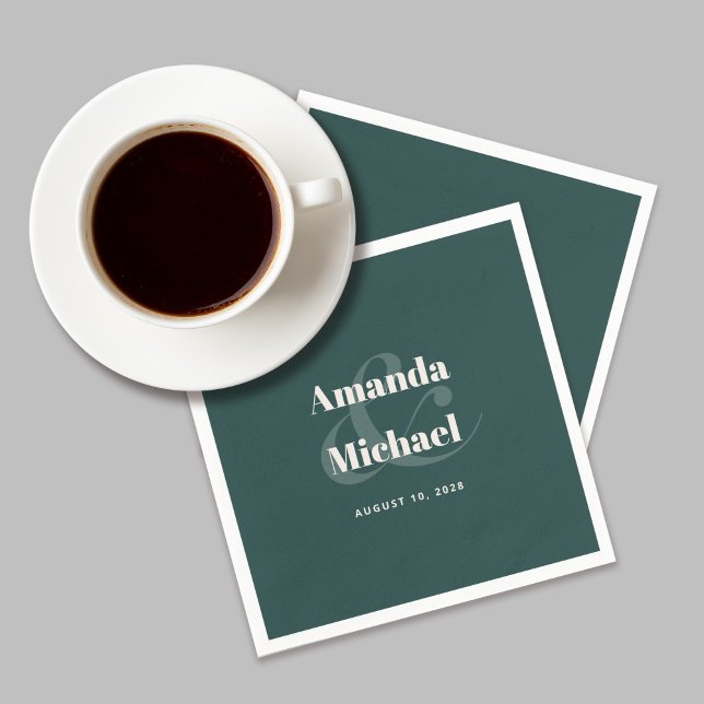 Simple Emerald Green Modern Minimalist Wedding Napkins (Creator Uploaded)