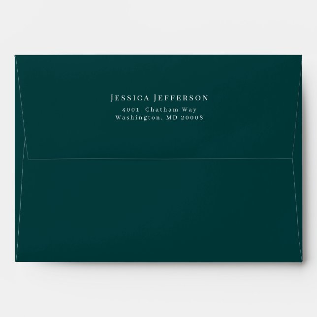 Simple Emerald Green Modern Wedding Envelope (Back (Top Flap))