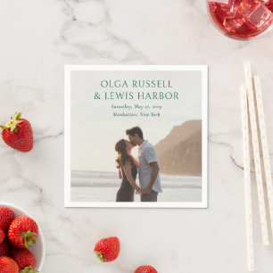 Simple Emerald Green Modern Wedding Napkins