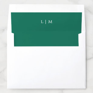 Simple Emerald Green Monogram Elegant Wedding Envelope Liner