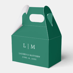 Simple Emerald Green Monogram Elegant Wedding Favor Boxes