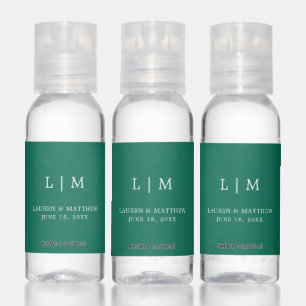 Simple Emerald Green Monogram Elegant Wedding Hand Sanitizer