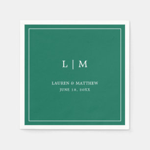 Simple Emerald Green Monogram Elegant Wedding Napkins