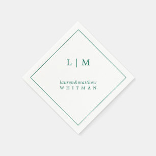 Simple Emerald Green Monogram Elegant Wedding Napkins