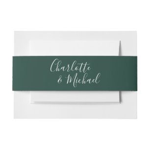 Simple Emerald Green Signature Script Invitation Belly Band