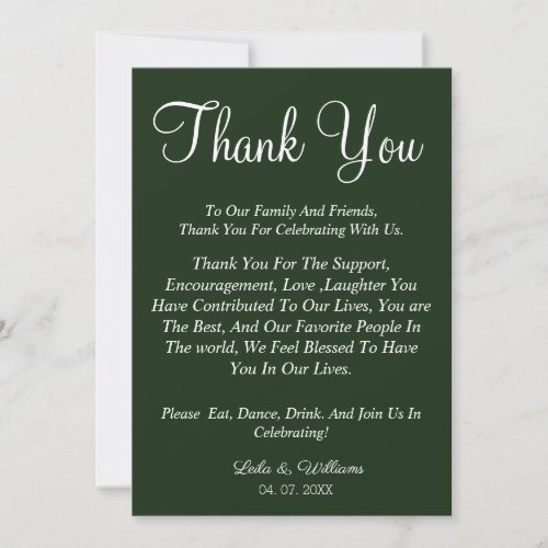 Simple emerald green template thank you wedding