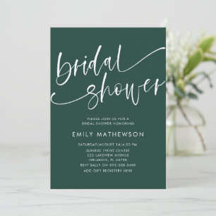 Simple Emerald Green & White Bridal Shower Invitation