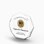 Simple Employee 10 years of service Gold Seal  Acrylic Award<br><div class="desc">Celebrate an employee's exceptional 10 years of dedicated service with our Employee 10 Years of Service Gold Seal Custom Logo Acrylic Award. This elegant and customizable trophy-style acrylic block is the perfect way to recognize their significant milestone and convey your appreciation. The award features a sleek, simple, clean design, exuding...</div>