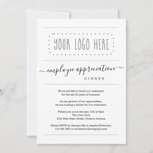 Simple Employee Appreciation Dinner _ Add Logo Invitation