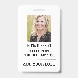 Simple Employee Logo Photo Barcode ID Badge