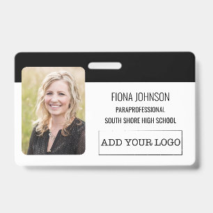 Simple Employee Logo Photo Barcode ID Badge