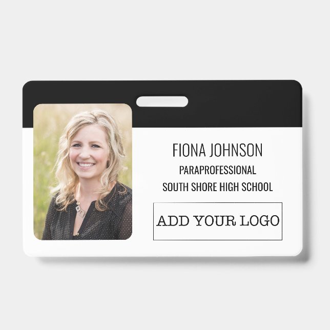 Simple Employee Logo Photo Barcode ID Badge (Front)