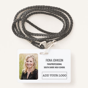 Simple Employee Logo Photo Barcode ID Badge