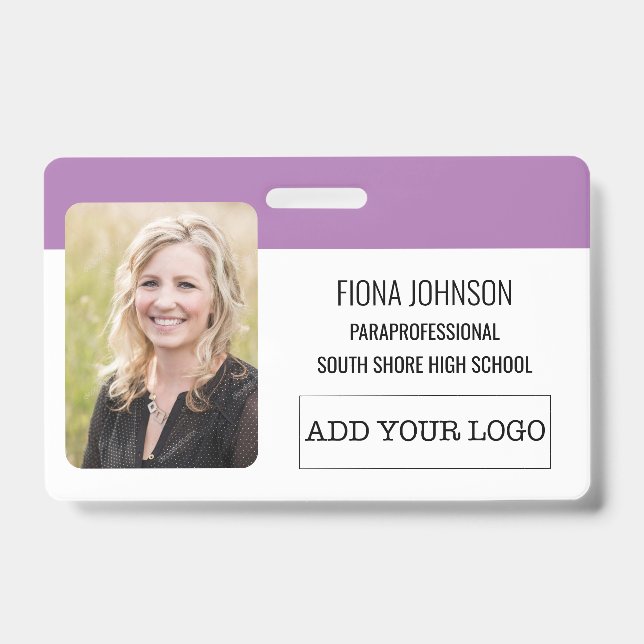 Simple Employee Logo Photo Barcode ID Badge (Front)