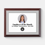 Simple Employee of the Month Photo  Award Plaque<br><div class="desc">This design features a business,  add your logo plaque,  with a photo template,  and employee of the month sign,  with a simple,  minimalist,  modern design,  and a minimal,  black and white,  script typography</div>