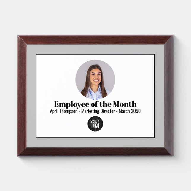 Simple Employee of the Month Photo  Award Plaque (Employee of the month certificate sign. )