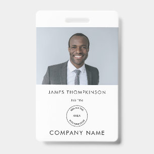 Simple Employee Photo ID Name Logo White  Badge