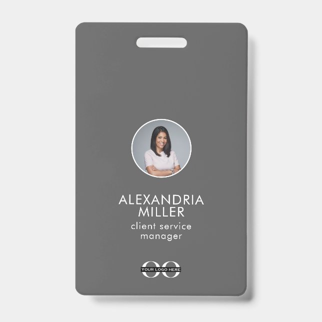 Simple Employee Photo QR Code Badge (Front)