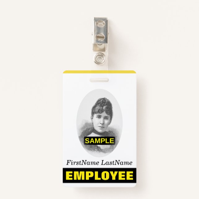 Simple Employee/Staff Portrait Badge (Front with Clip)