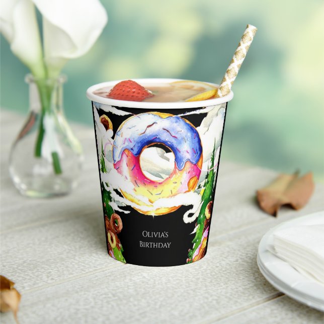  Simple Enchanted Donut Birthday Paper Cups (Insitu)