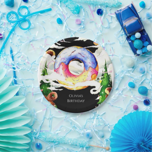 Simple Enchanted Donut Birthday Paper Plates (Party)