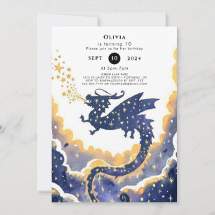 Simple Enchanted Dragon Birthday Invitation