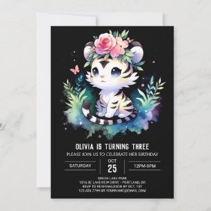 Simple Enchanted Tiger Birthday Invitation