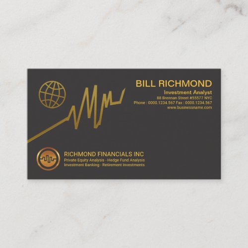 Simple Energetic Gold Global Graph Investment Business Card