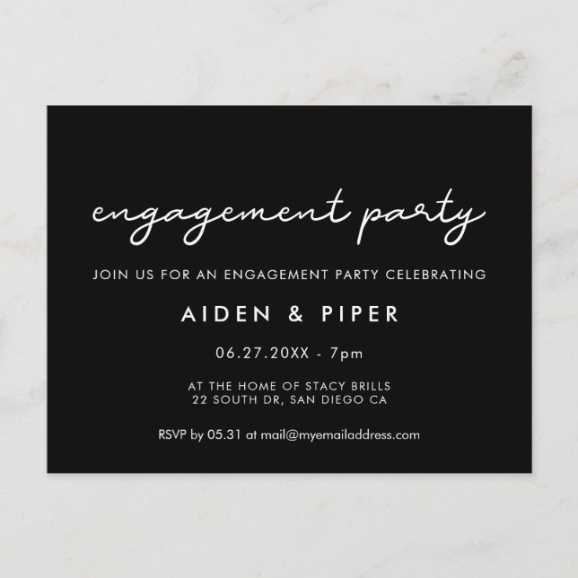Simple engagement party invitation postcard (Front)